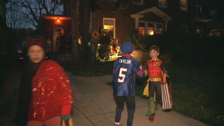 Children in costumes enjoying Halloween in Buffalo