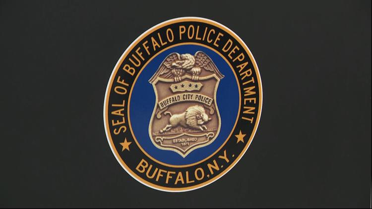 Buffalo Police car parked on a residential street in South Buffalo